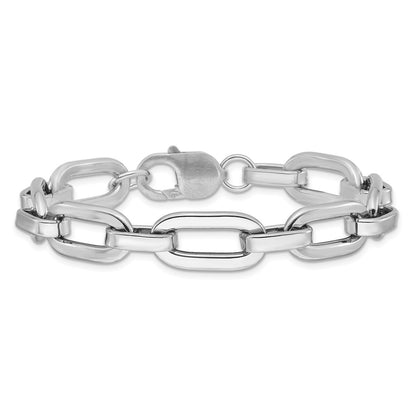 Sterling Silver Rhodium Plated 10.5mm Oval Link Bracelet