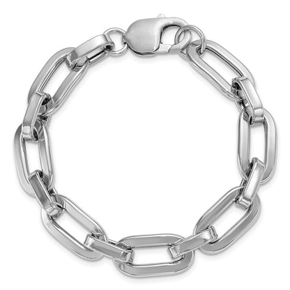 Sterling Silver Rhodium Plated 10.5mm Oval Link Bracelet