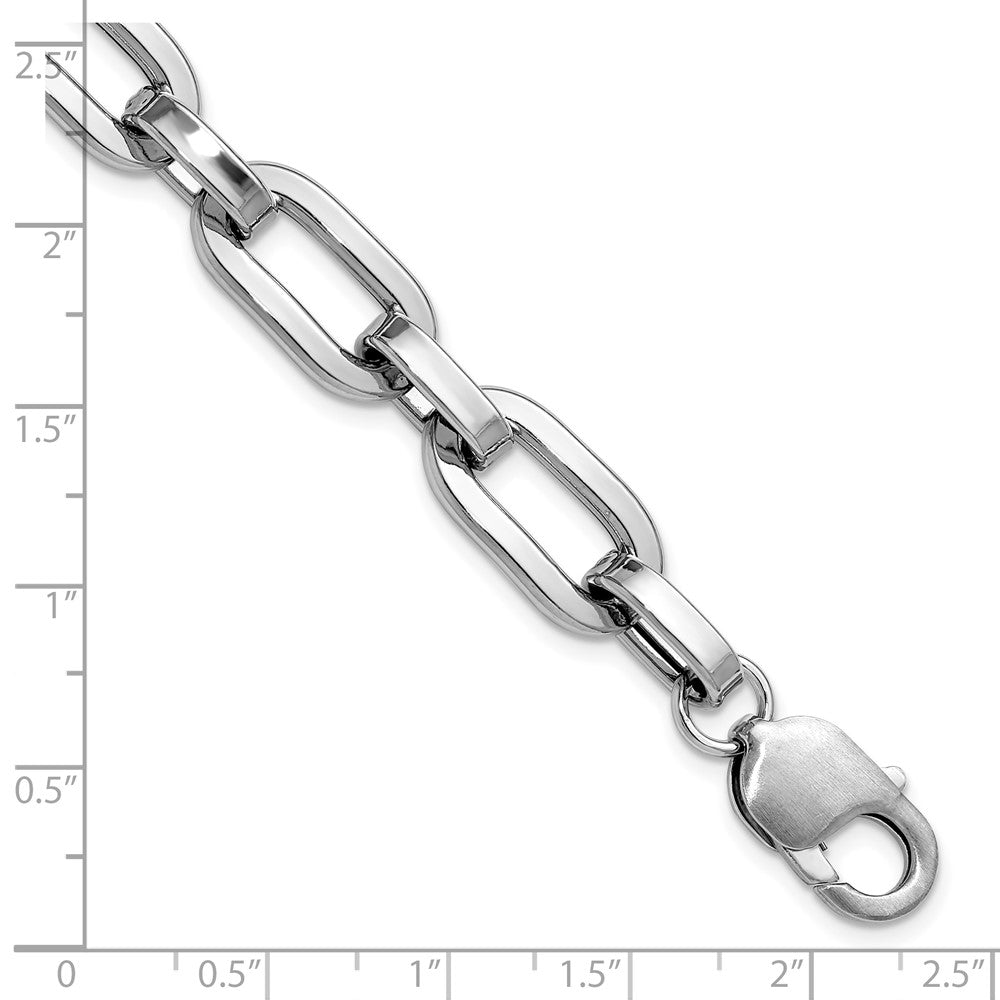 Sterling Silver Rhodium Plated 10.5mm Oval Link Bracelet