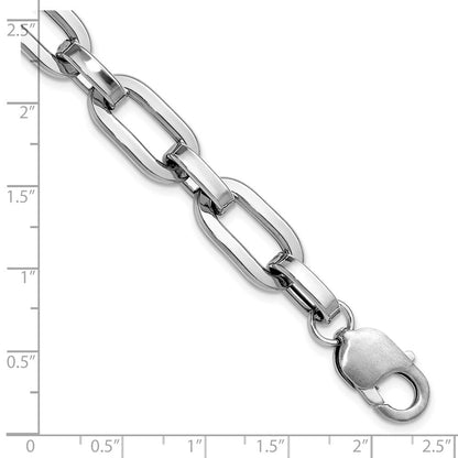 Sterling Silver Rhodium Plated 10.5mm Oval Link Bracelet