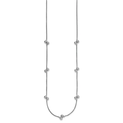 Sterling Silver Ss Rhodium Plated Polished Brushed And Beaded Necklace