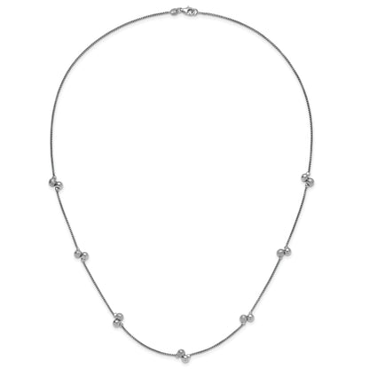 Sterling Silver Ss Rhodium Plated Polished Brushed And Beaded Necklace