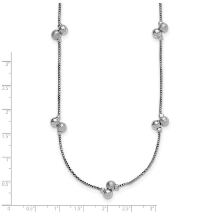 Sterling Silver Ss Rhodium Plated Polished Brushed And Beaded Necklace
