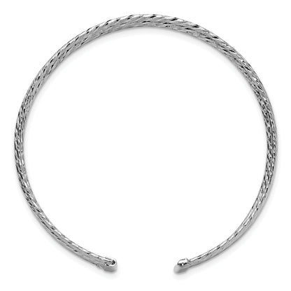 Sterling Silver Ss Rh Plated Polished And D/C 6 Wire Cuff Bangle