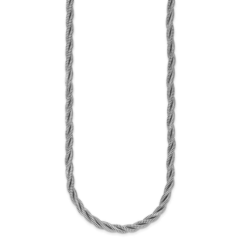 Sterling Silver Rh Plated Polished And Twisted Necklace