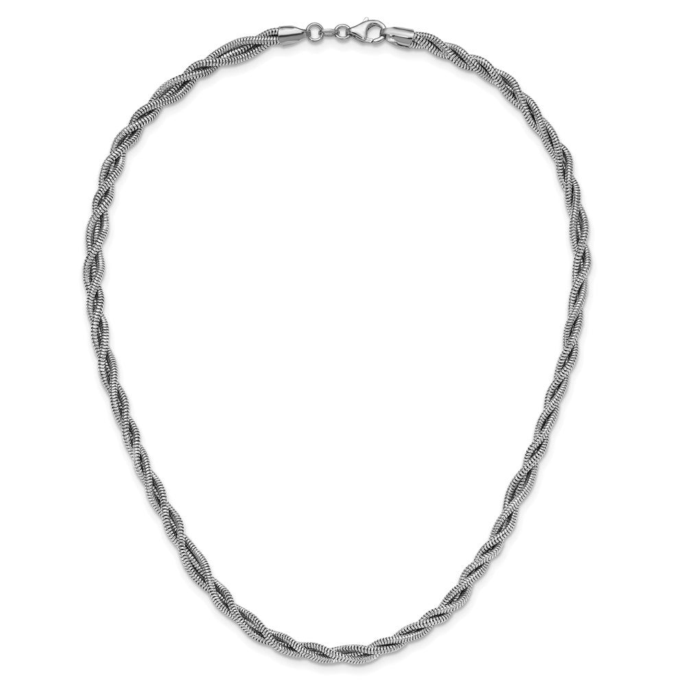 Sterling Silver Rh Plated Polished And Twisted Necklace