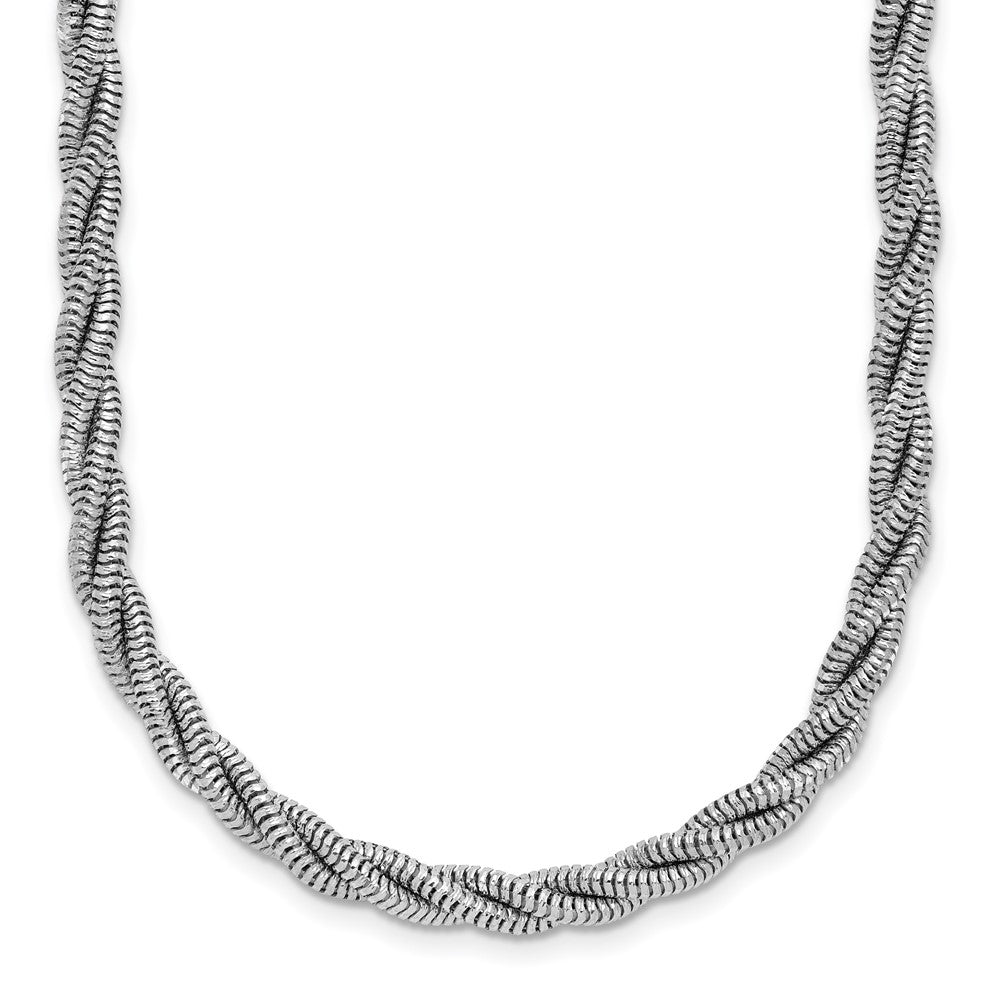 Sterling Silver Rh Plated Polished And Twisted Necklace