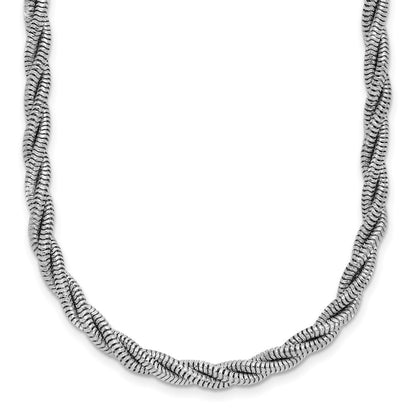 Sterling Silver Rh Plated Polished And Twisted Necklace