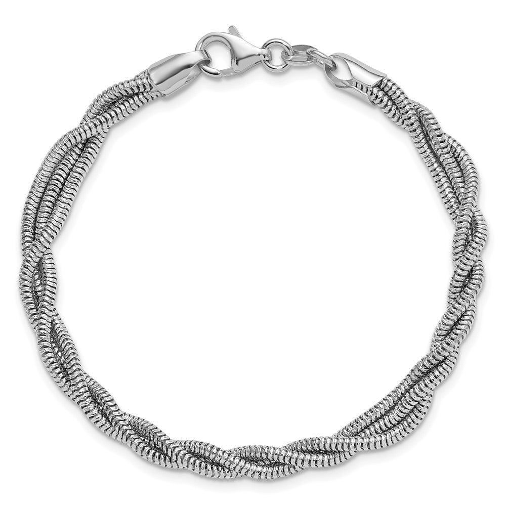 Sterling Silver Rh Plated Polished And Twisted Bracelet