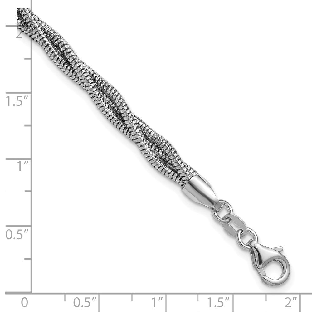 Sterling Silver Rh Plated Polished And Twisted Bracelet