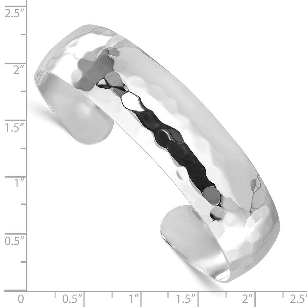 Sterling Silver Polished Hammered Slip-On Bangle