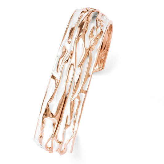 Ss/Gold Plated Ss Rose Gold-Plated Small Domed Scrunch Bangle