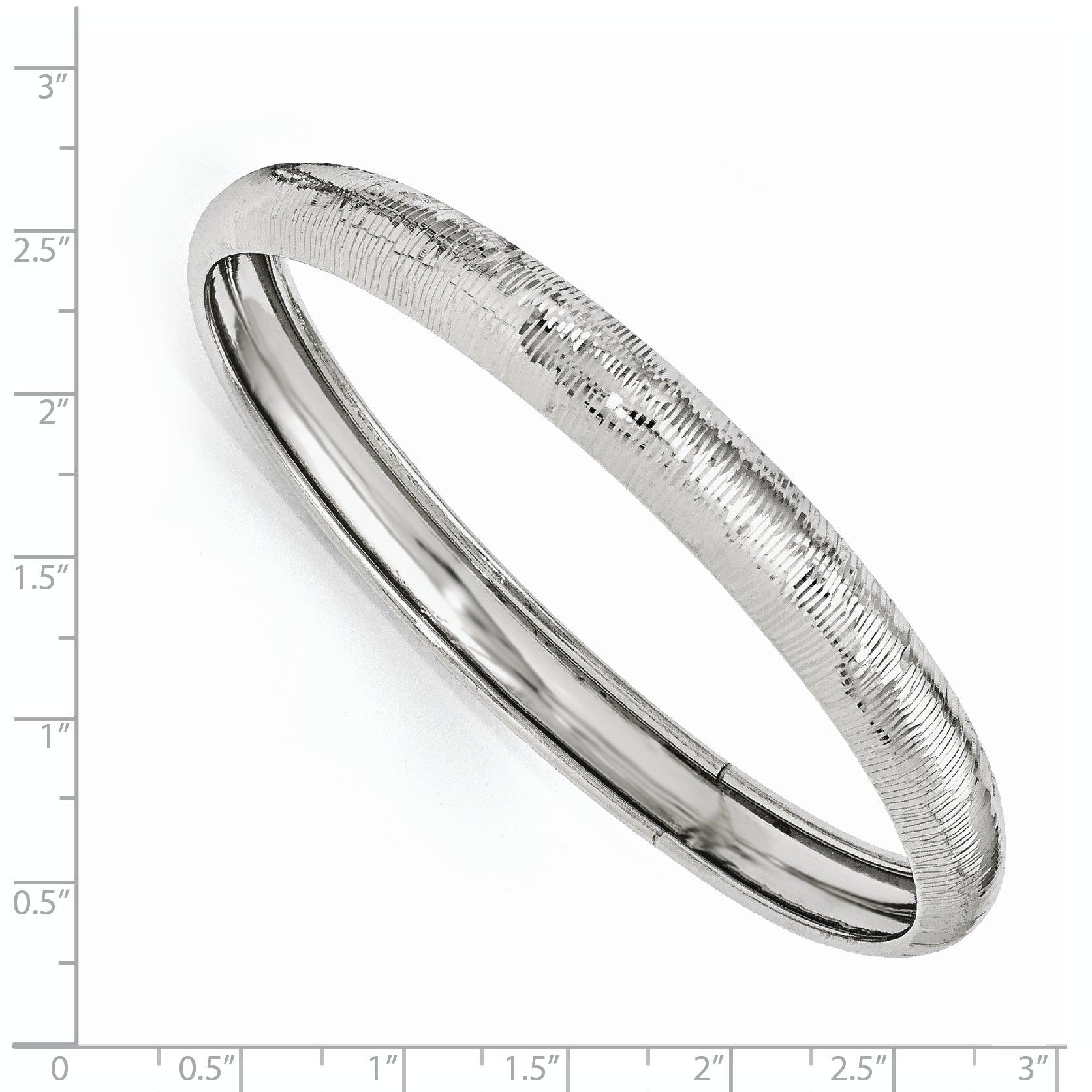 Sterling Silver Ss Radiant Essence Rhodium-Plated D/C Slip On Bangle