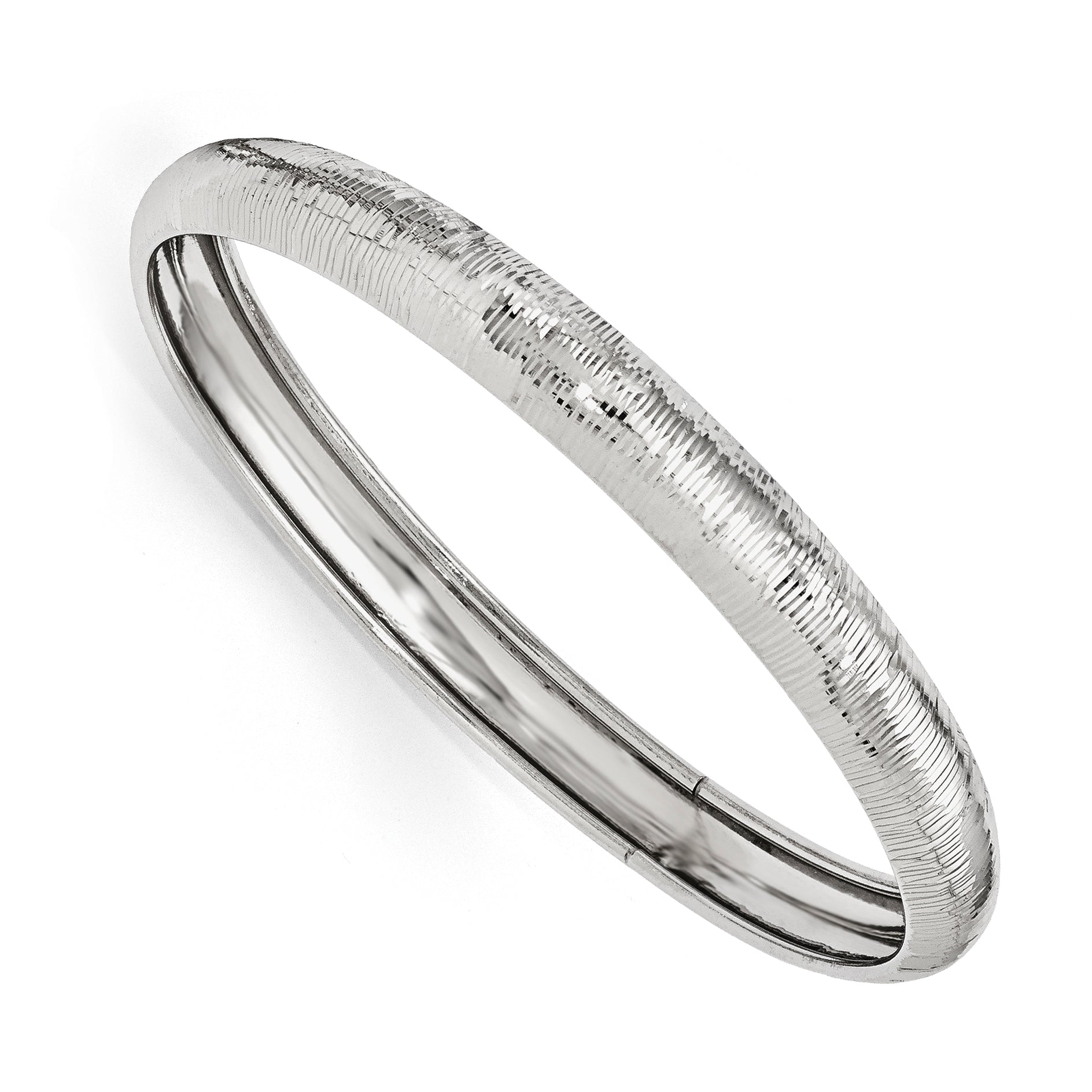 Sterling Silver Ss Radiant Essence Rhodium-Plated D/C Slip On Bangle