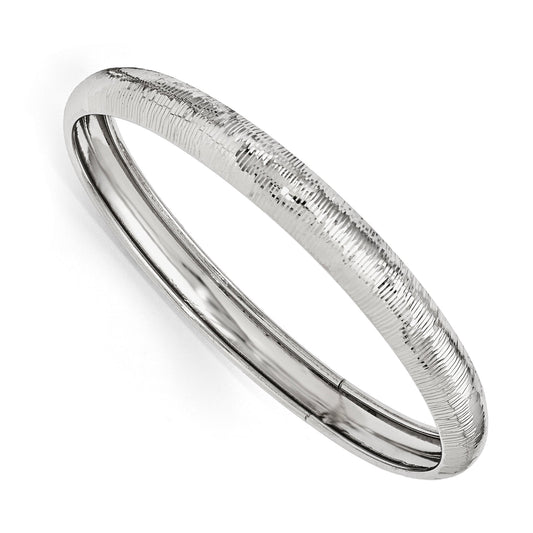 Sterling Silver Ss Radiant Essence Rhodium-Plated D/C Slip On Bangle