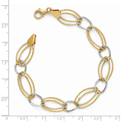 7 Inch Sterling Silver Gold-Tone Flash 18K Plated Link Bracelet