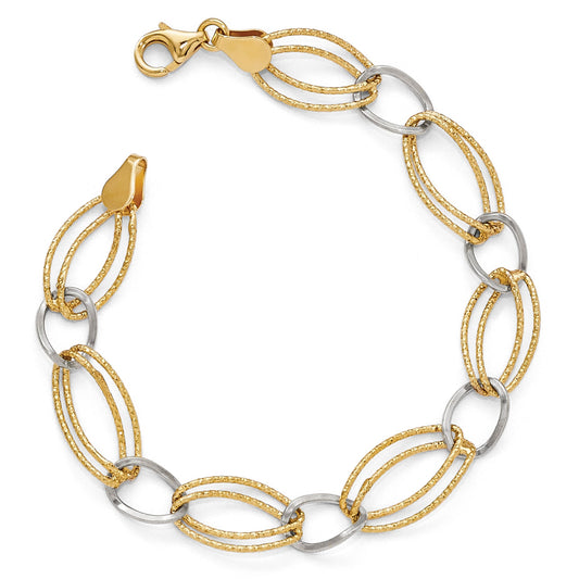 7 Inch Sterling Silver Gold-Tone Flash 18K Plated Link Bracelet