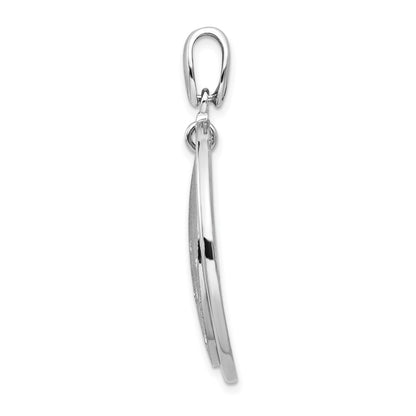 Sterling Silver Polished And Brushed Crystal Pendant