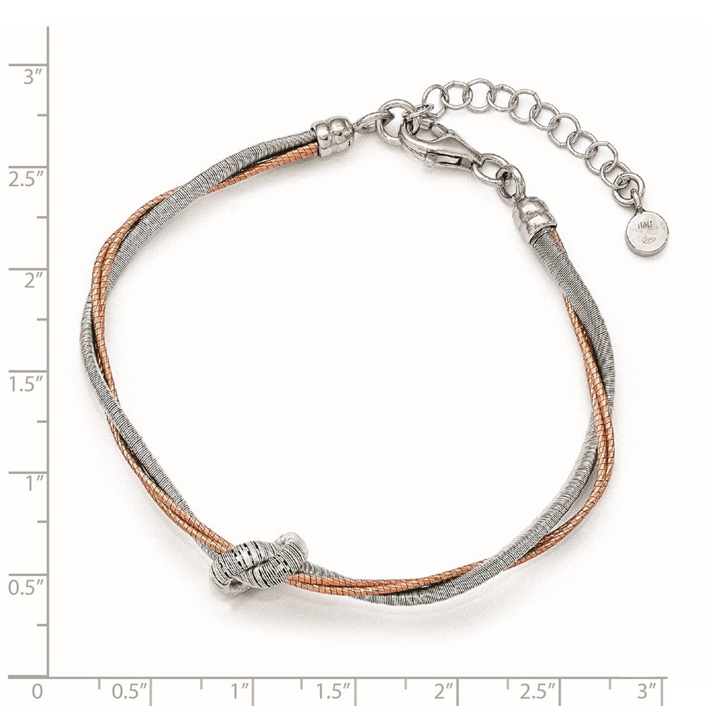 7.5 Inch Sterling Silver Rose Gold-Plated 7.5In/1In Ext Bracelet