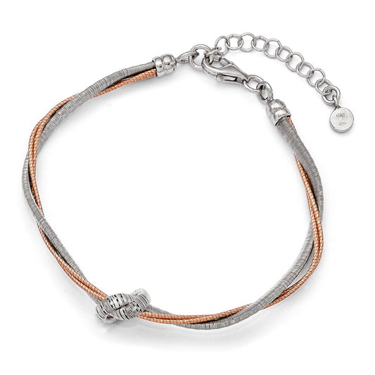 7.5 Inch Sterling Silver Rose Gold-Plated 7.5In/1In Ext Bracelet