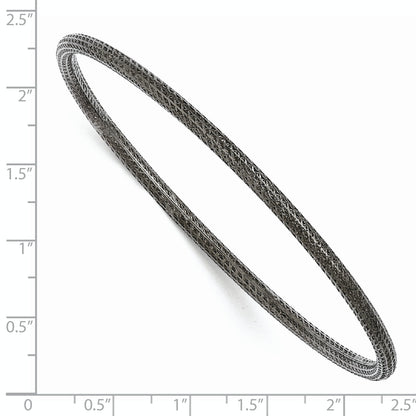 Sterling Silver Ruthenium-Plated Textured Bangle