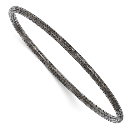 Sterling Silver Ruthenium-Plated Textured Bangle