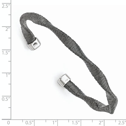 Sterling Silver Black Rhodium-Plated Textured Twisted Bracelet