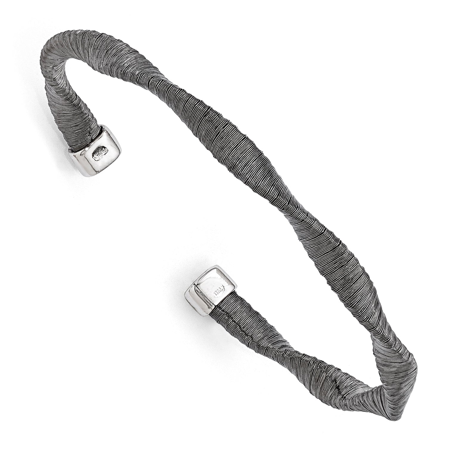 Sterling Silver Black Rhodium-Plated Textured Twisted Bracelet