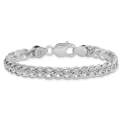 7.5 Inch Sterling Silver Rhodium-Plated Polished Link Bracelet