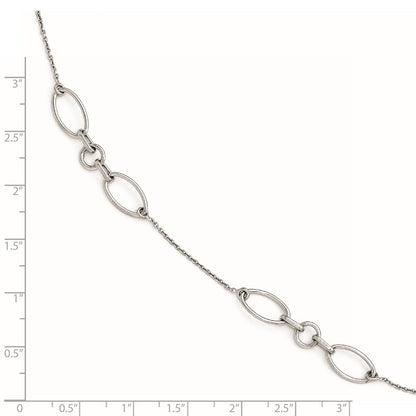 Sterling Silver Rhodium-Plated Fancy Link 9 With 1In Ext. Anklet