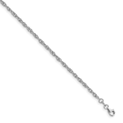 10.5 Inch Sterling Silver Rhodium-Plated Fancy Chain Anklet