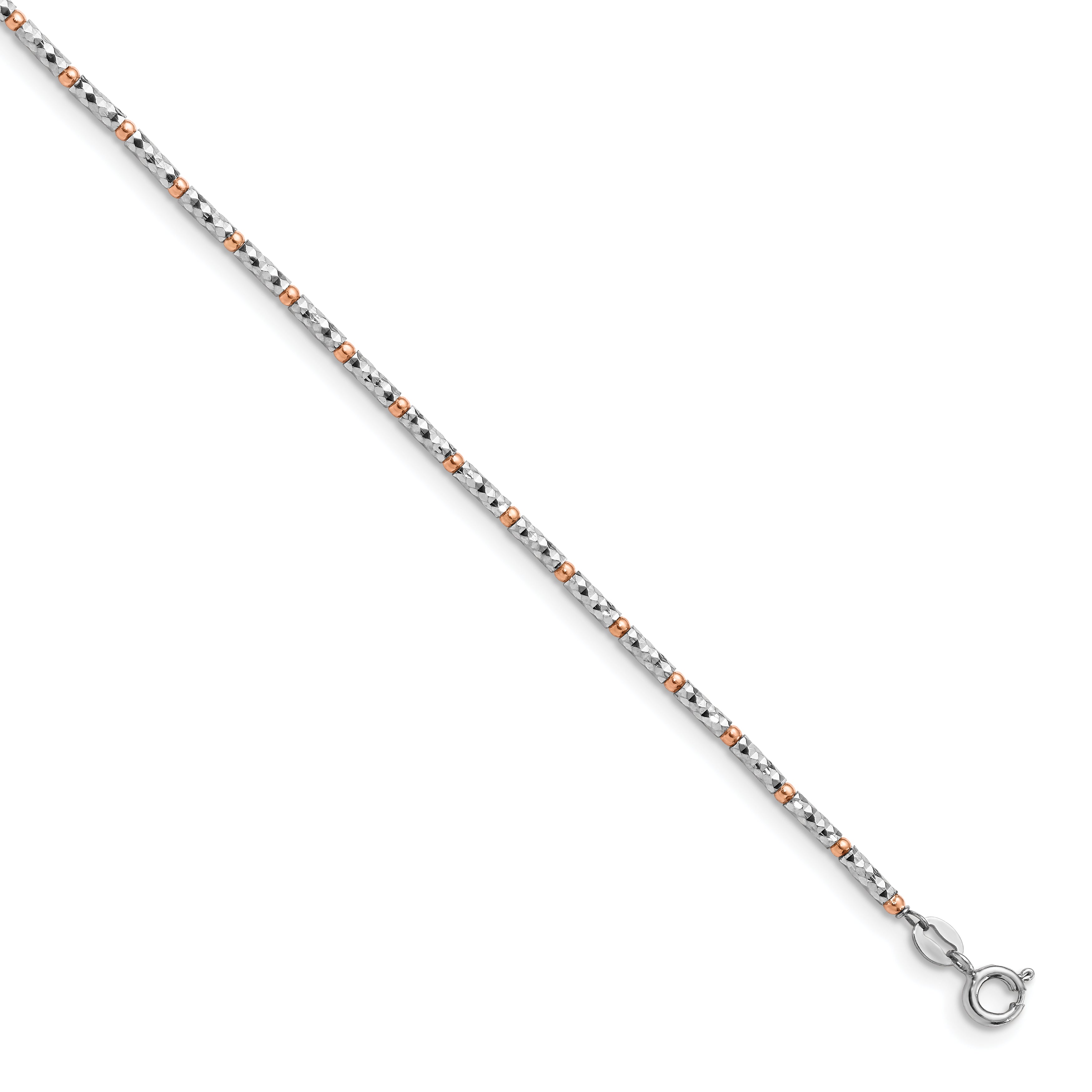 Sterling Silver Rose Flash-Plated D/C W/1In Ext. Anklet