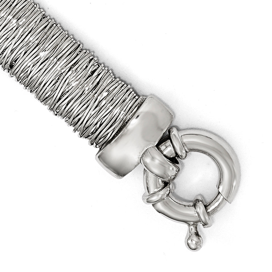 7.5 Inch Sterling Silver Polished And Textured Bracelet