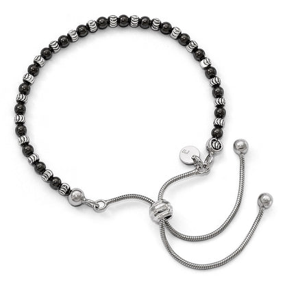 Sterling Silver Ruthenium-Plated D/C Adjustable Bracelet
