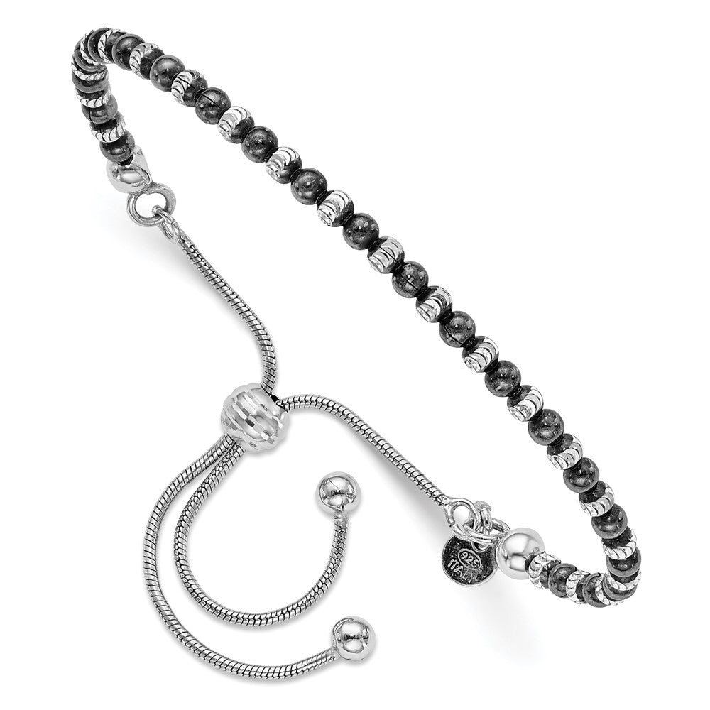 Sterling Silver Ruthenium-Plated D/C Adjustable Bracelet