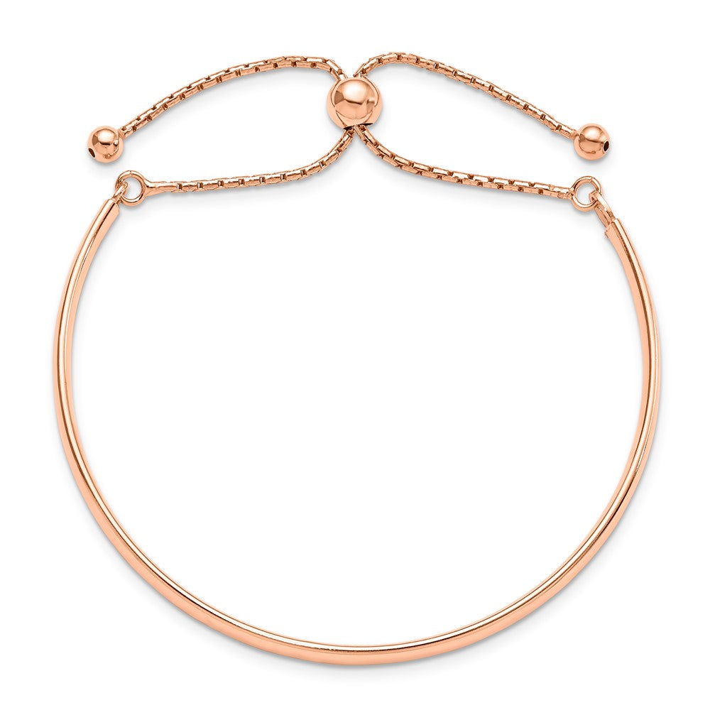 Ss/Gold Plated Sterling Silver Rose Gold-Plated Polished Adjust Bangle
