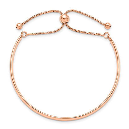 Ss/Gold Plated Sterling Silver Rose Gold-Plated Polished Adjust Bangle