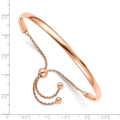 Ss/Gold Plated Sterling Silver Rose Gold-Plated Polished Adjust Bangle