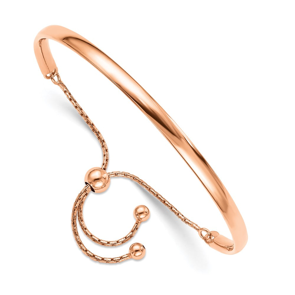 Ss/Gold Plated Sterling Silver Rose Gold-Plated Polished Adjust Bangle