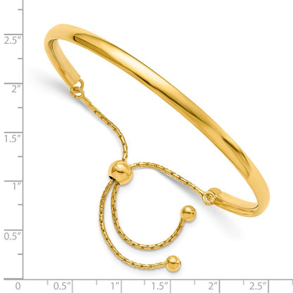 Ss/Gold Plated Sterling Silver Gold-Plated Polished Adjustable Bangle