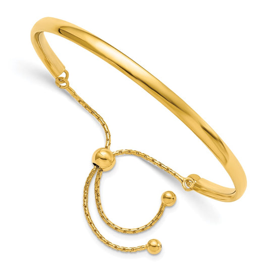 Ss/Gold Plated Sterling Silver Gold-Plated Polished Adjustable Bangle