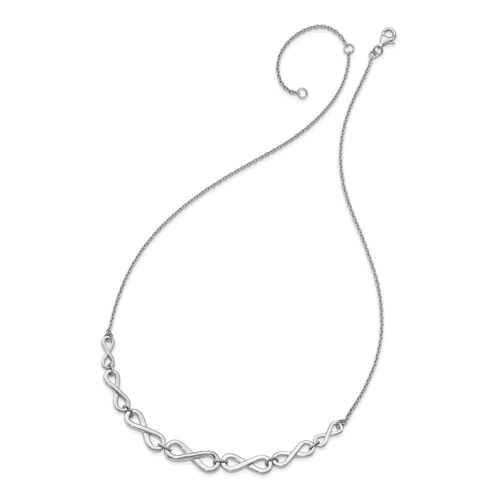 Sterling Silver Rh-Plat Polished Infinity W/2In Ext. Necklace