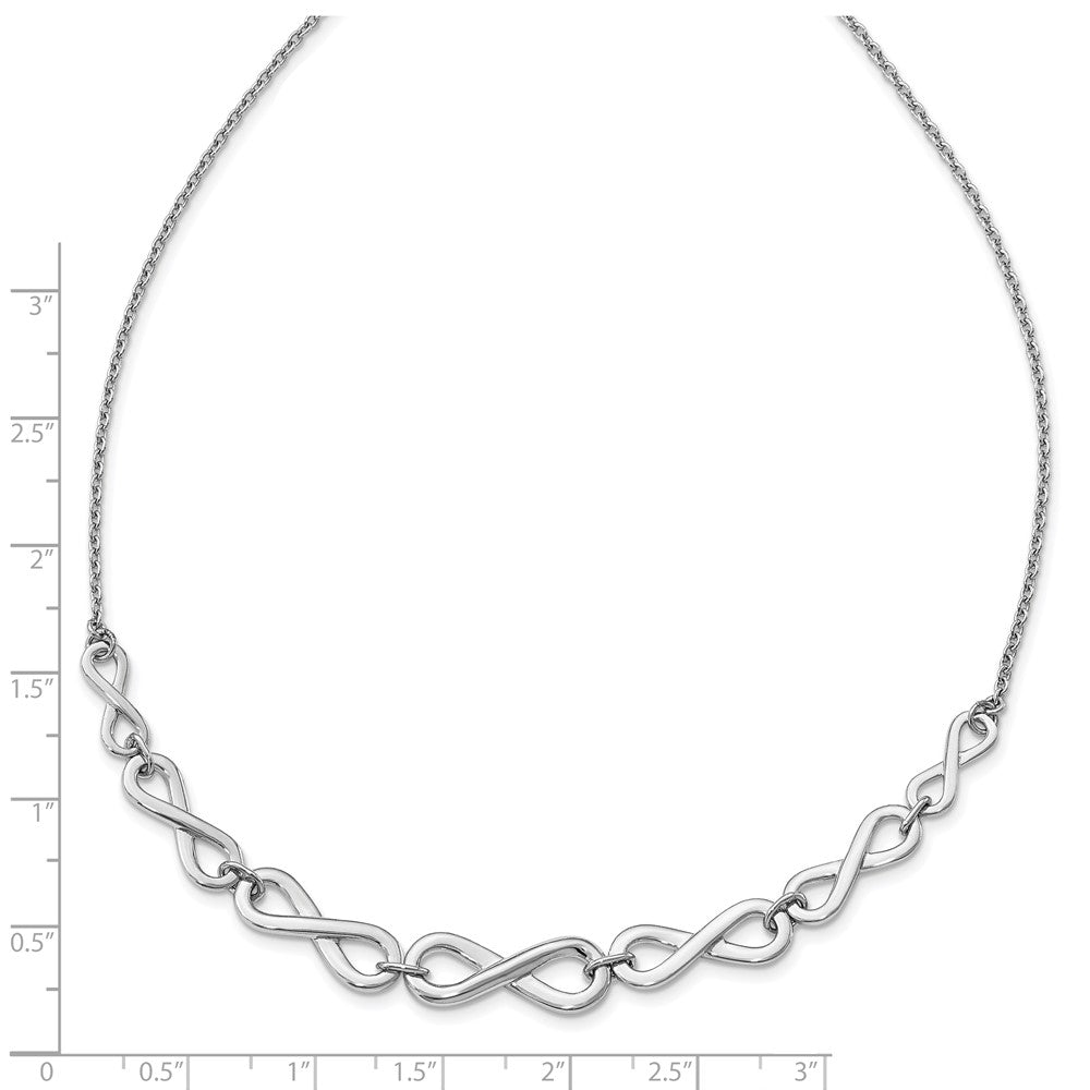 Sterling Silver Rh-Plat Polished Infinity W/2In Ext. Necklace