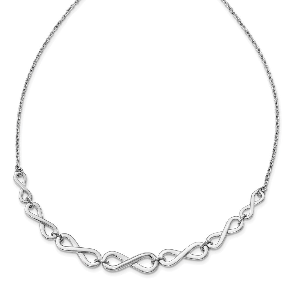 Sterling Silver Rh-Plat Polished Infinity W/2In Ext. Necklace