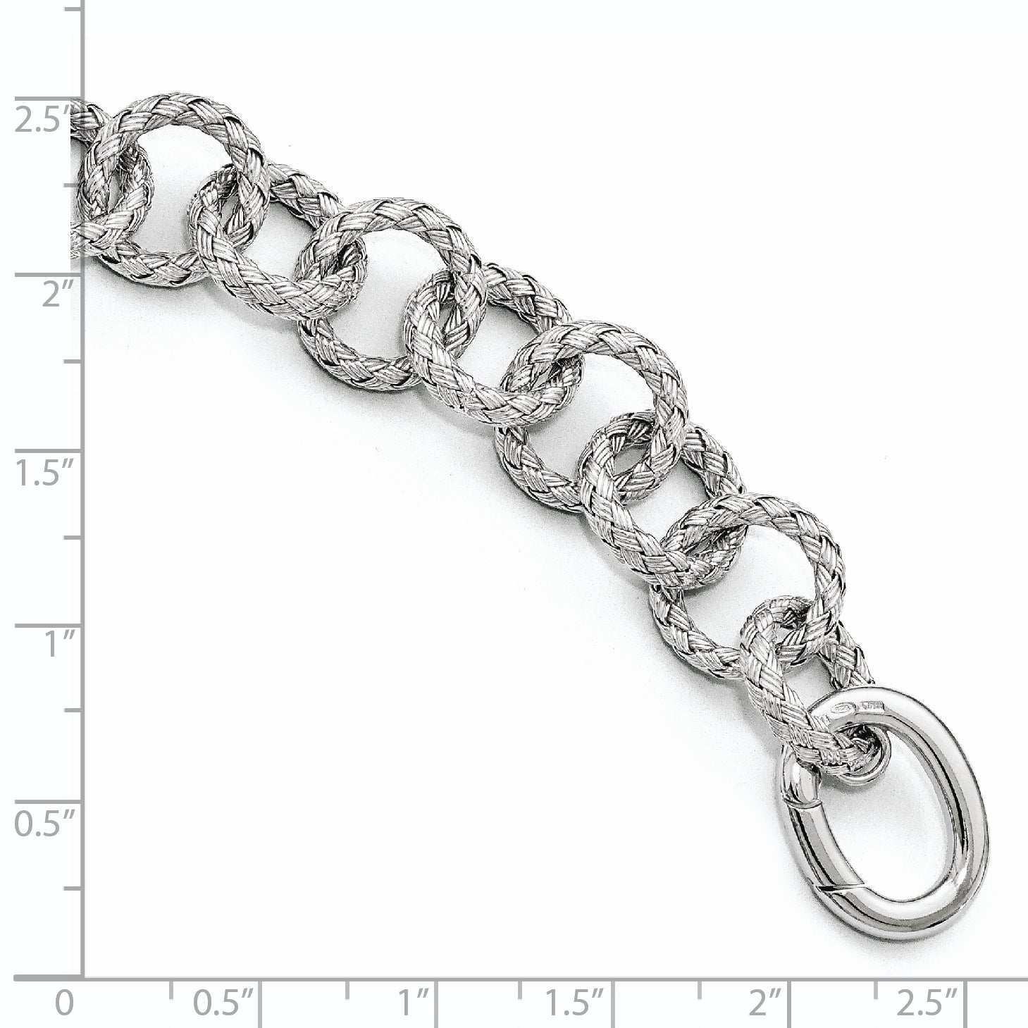 8 Inch Sterling Silver Polished Textured Bracelet - Hidden Clasp