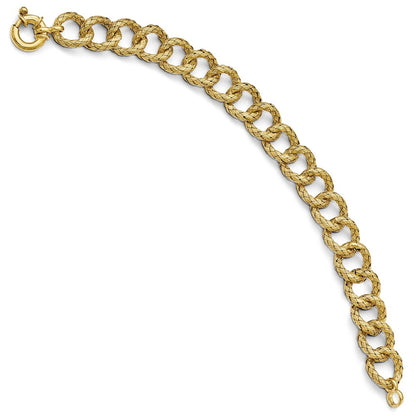 7.75 Inch Sterling Silver Gold-Plated Polished Textured Bracelet- Fancy Spri