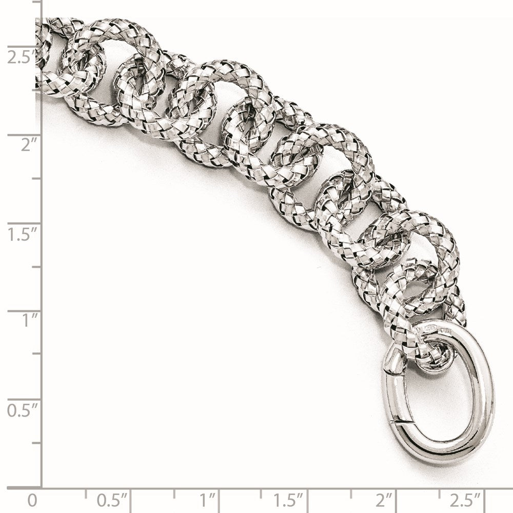 8 Inch Sterling Silver Polished Textured Bracelet- Hidden Clasp