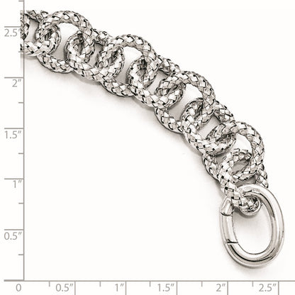 8 Inch Sterling Silver Polished Textured Bracelet- Hidden Clasp