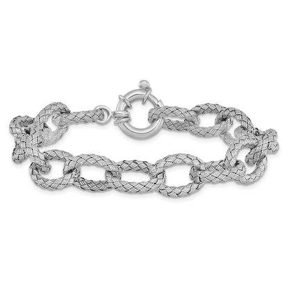 8 Inch Sterling Silver Polished Textured Bracelet