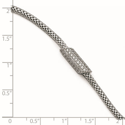 7 Inch Sterling Silver Rhodium-Plated Cz With 1.5In Ext. Bracelet